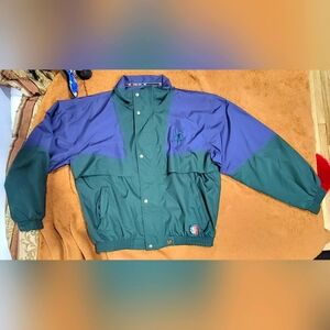 VTG Sunice Golf Mens Large Navy/Teal Colorblock Vented Rain Jacket Ball Marker